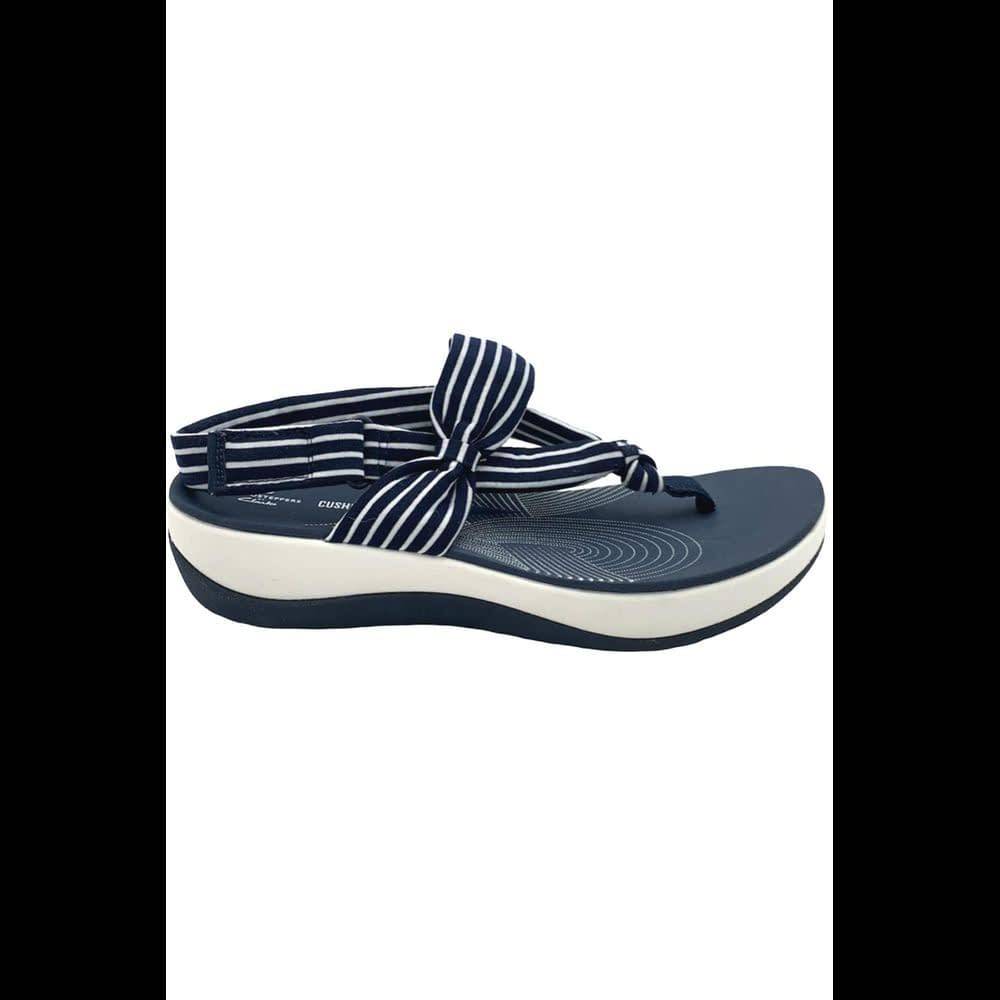 CLOUDSTEPPERS by Clarks Jersey Sandals Arla Nicole Navy Stripes - Medium
